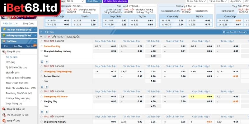 A-Sports iBet68 - Sảnh Thể Thao Đẳng Cấp Nhất Năm 2025 2 Cập nhật tỷ số cùng dữ liệu theo thời gian thực