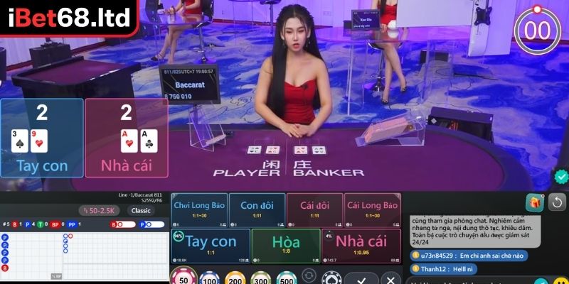 Baccarat iBet68 - Hướng Dẫn Cách Chơi Và Bí Quyết Soi Cầu Tại iBet68 2 Tụ Player chọn lá thứ ba