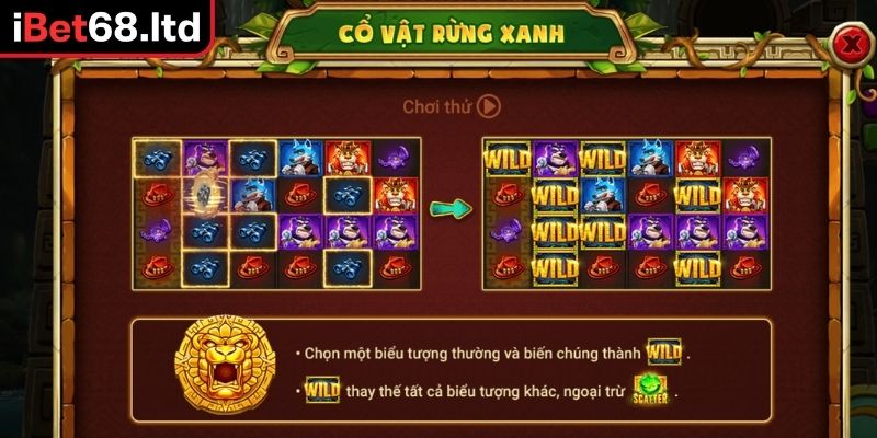 Cổ Vật Rừng Xanh iBet68 - Siêu Phẩm Nổ Hũ Đình Đám Nhất 2025 2 Wild chìa khóa vạn năng trong Cổ Vật Rừng Xanh iBet68